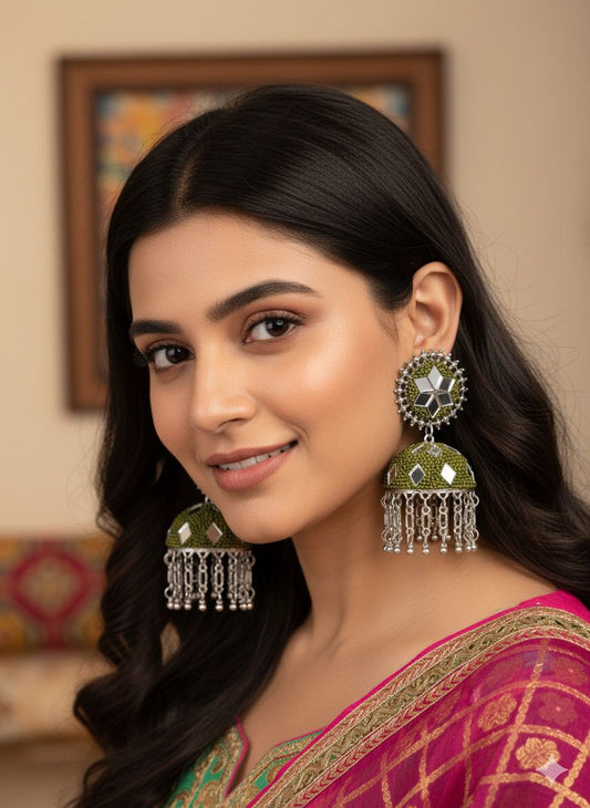 Olive Green Jhumkas