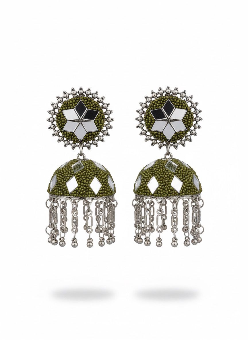 Olive Green Jhumkas