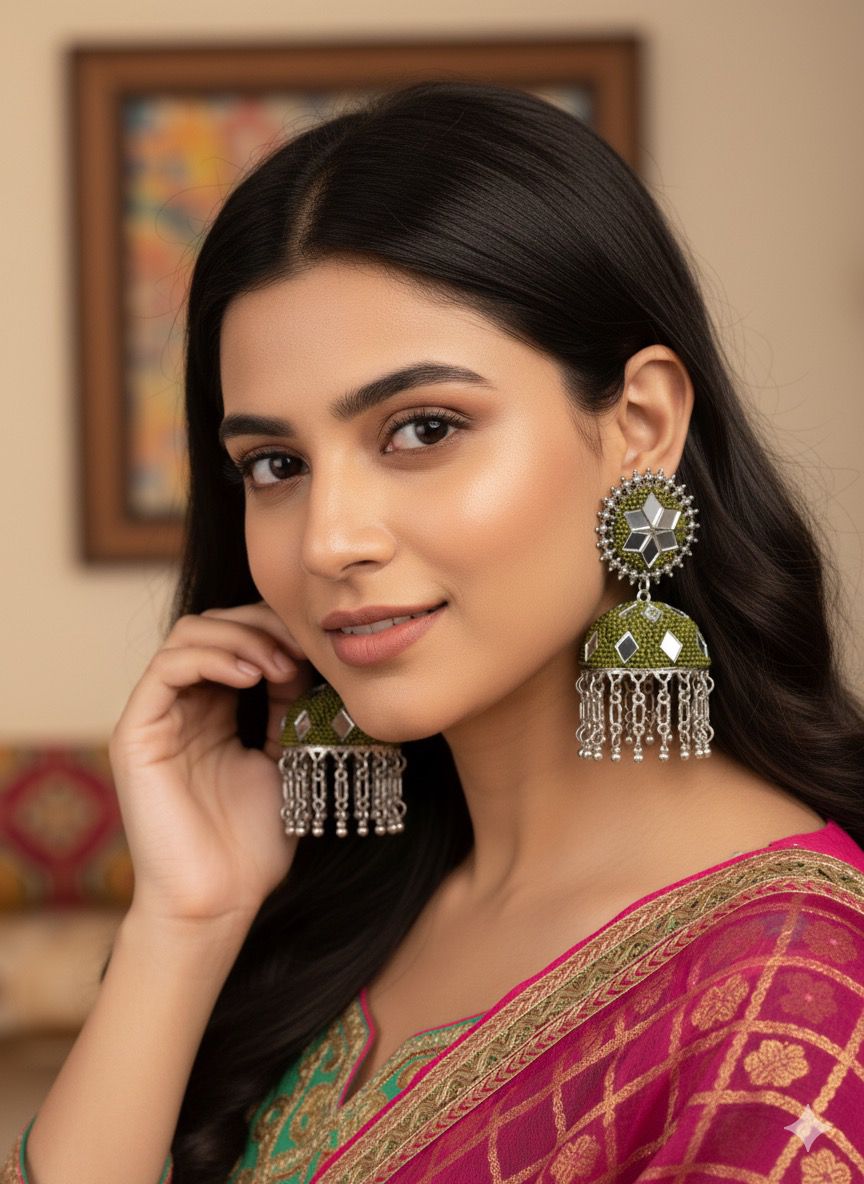 Olive Green Jhumkas