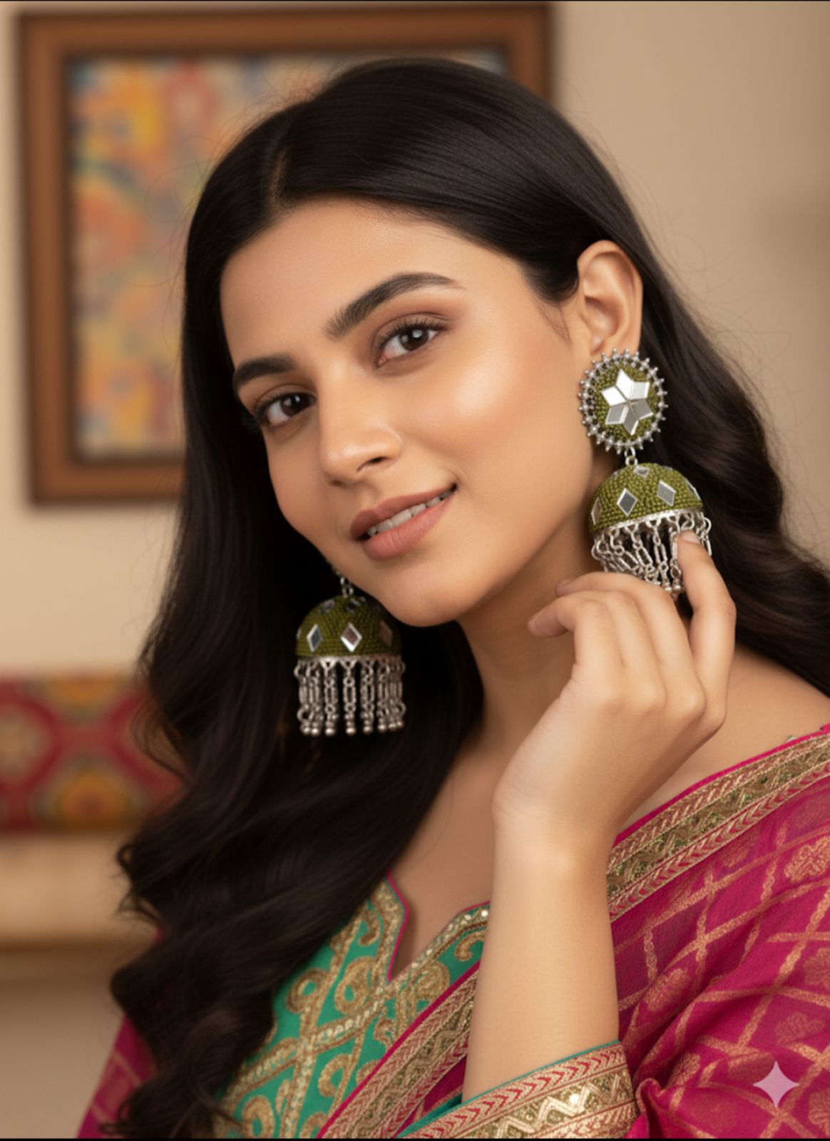 Olive Green Jhumkas
