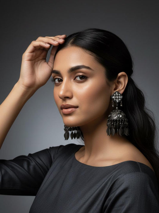 Oxidised Filgree Jhumkas