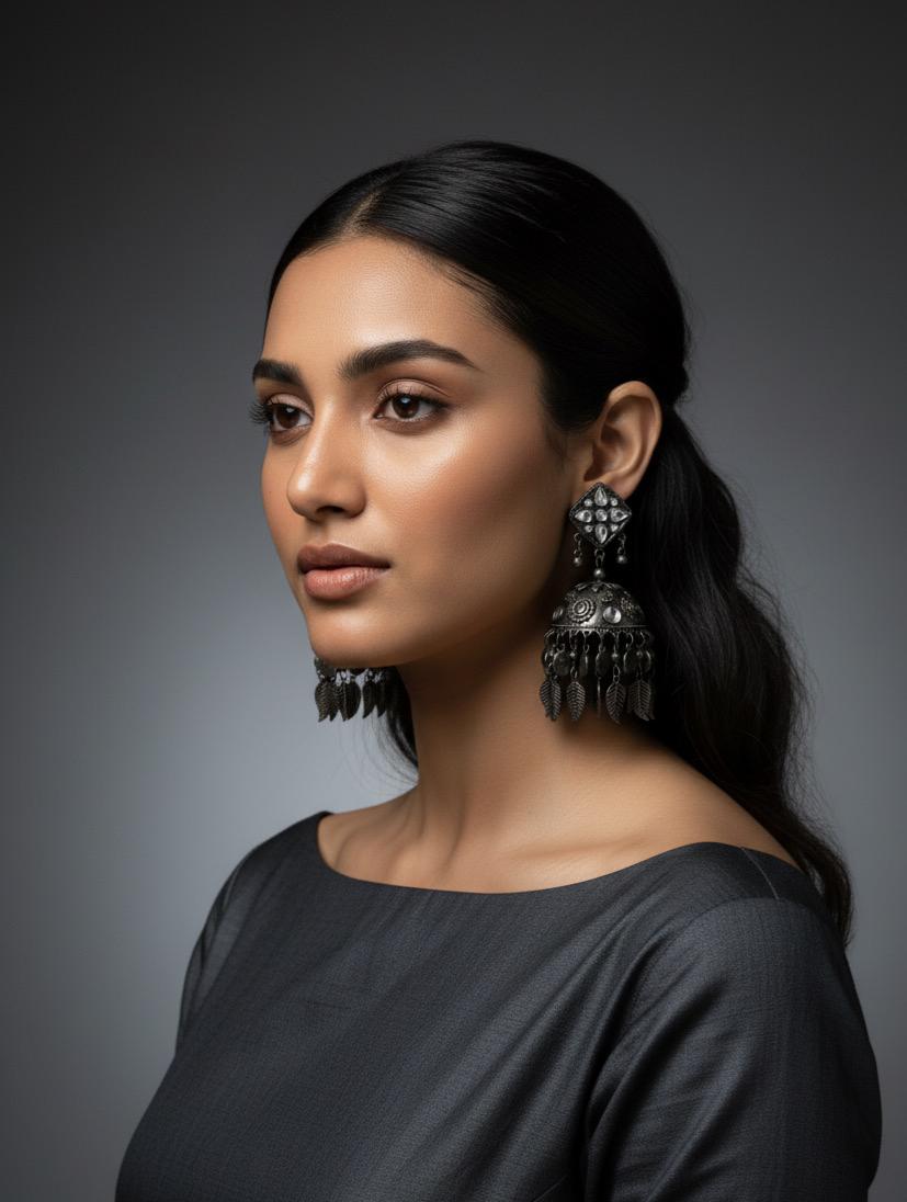 Oxidised Filgree Jhumkas