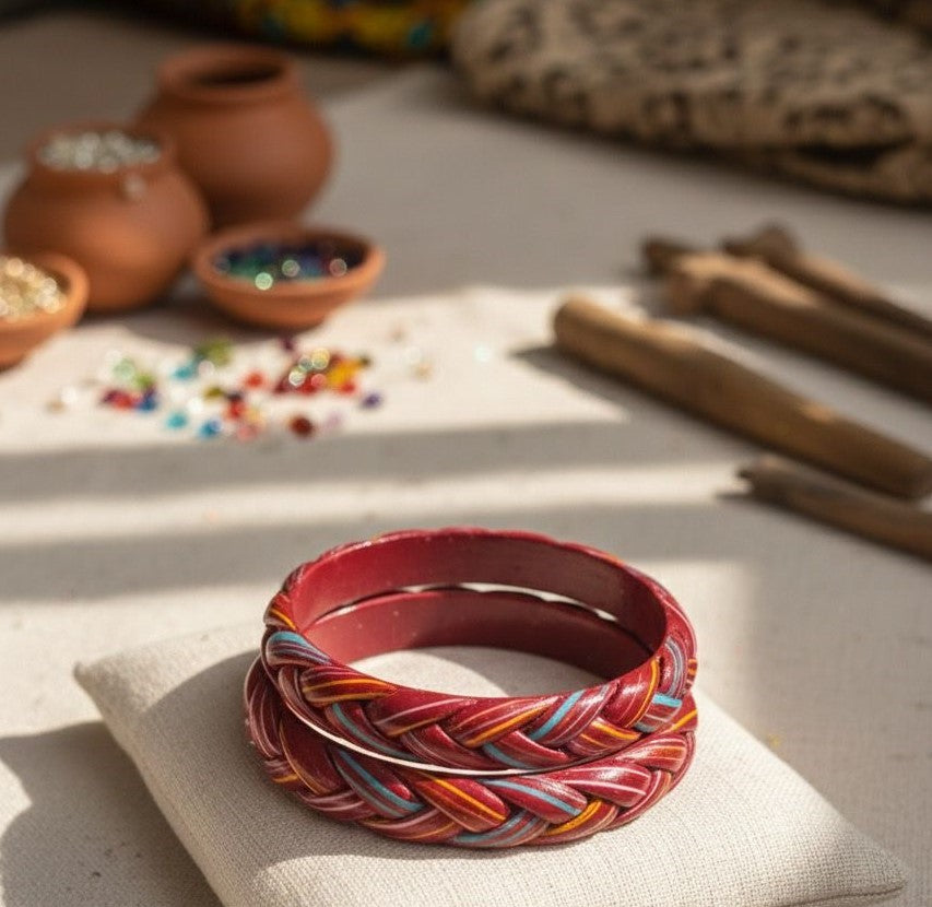 Lac Bangles - Crimson Red