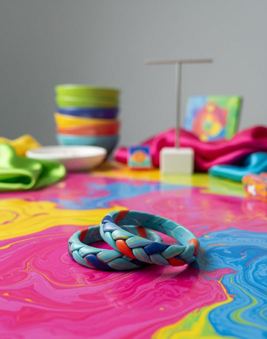 Lac Bangles- Turquoise Breeze Braided Set