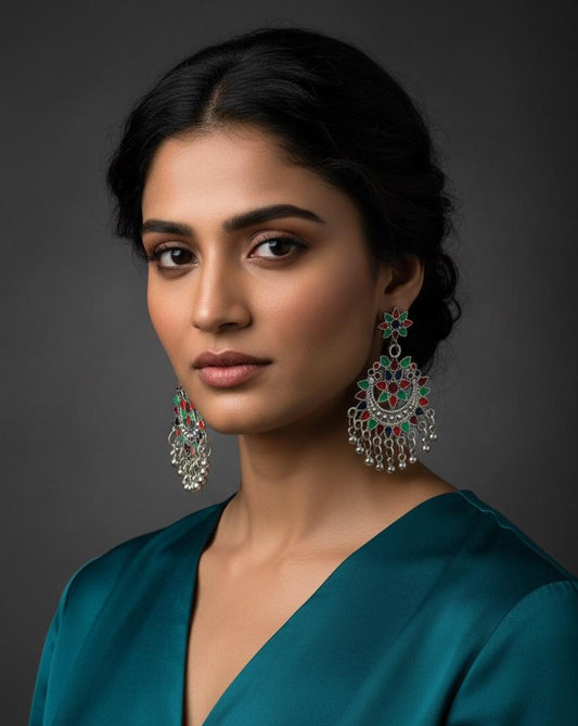 Royal Meenakari Chandbali Earrings