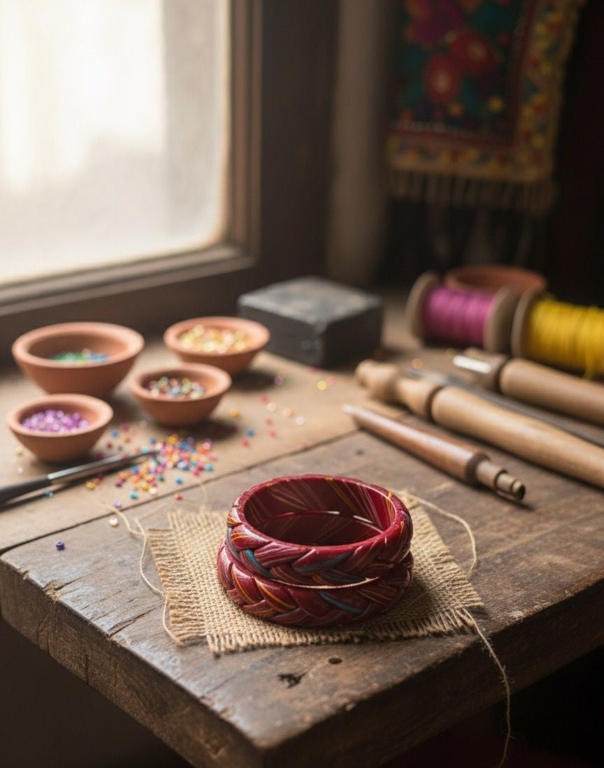 Lac Bangles - Crimson Red